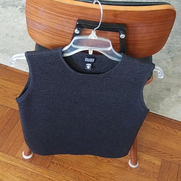 Eileen Fisher Sweaters - EILEEN FISHER 100% MERINO WOOL CREW NECK TANK,SLEEVELESS,COLOR-DARK GREY,SIZE-XS